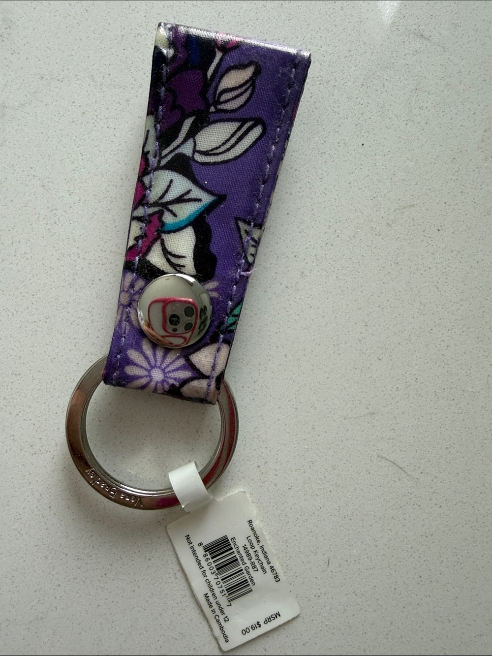 Vera Bradley Purple Floral Fabric Key Ring